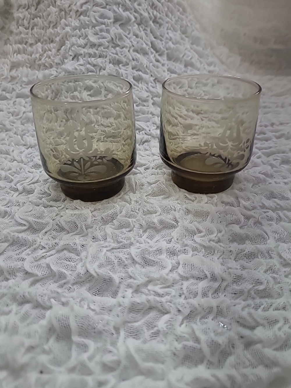 Pfaltzgraff Vintage  Amber Etched Glass Tumblers - Set of 3